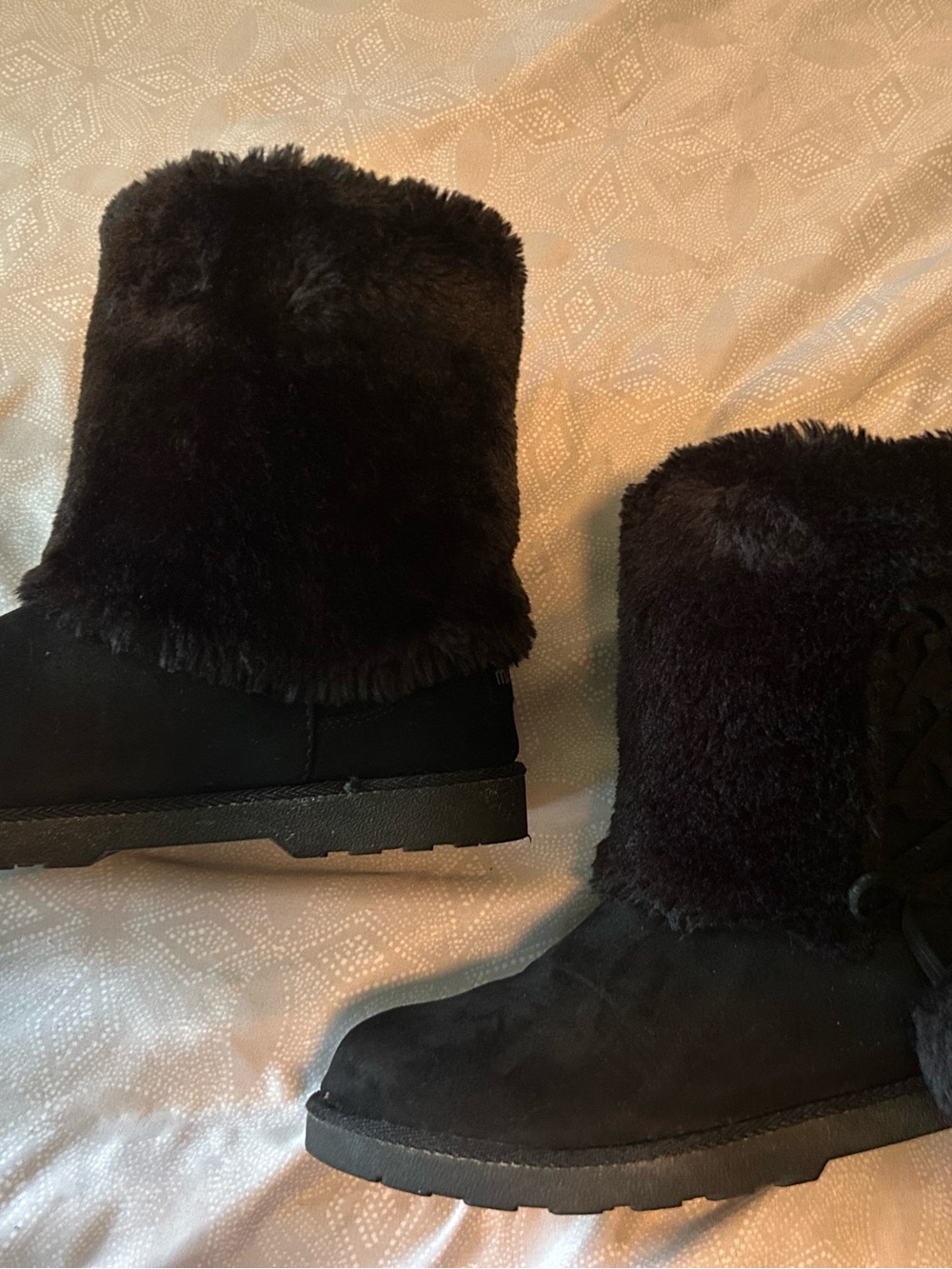 Women's Black Faux-Fur Ankle Booties
